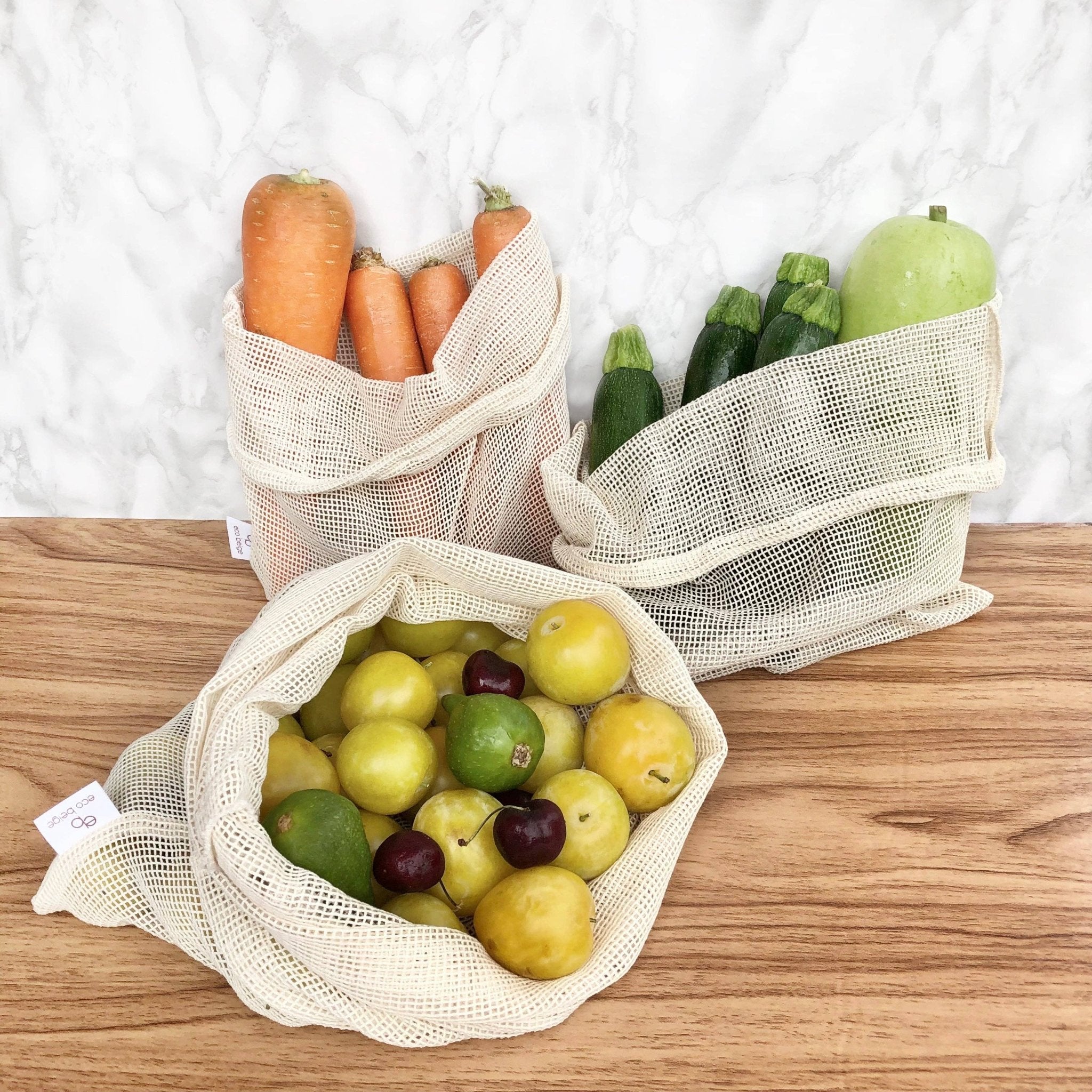 Cotton Produce Bags (Set of 3) - Natura Soylights