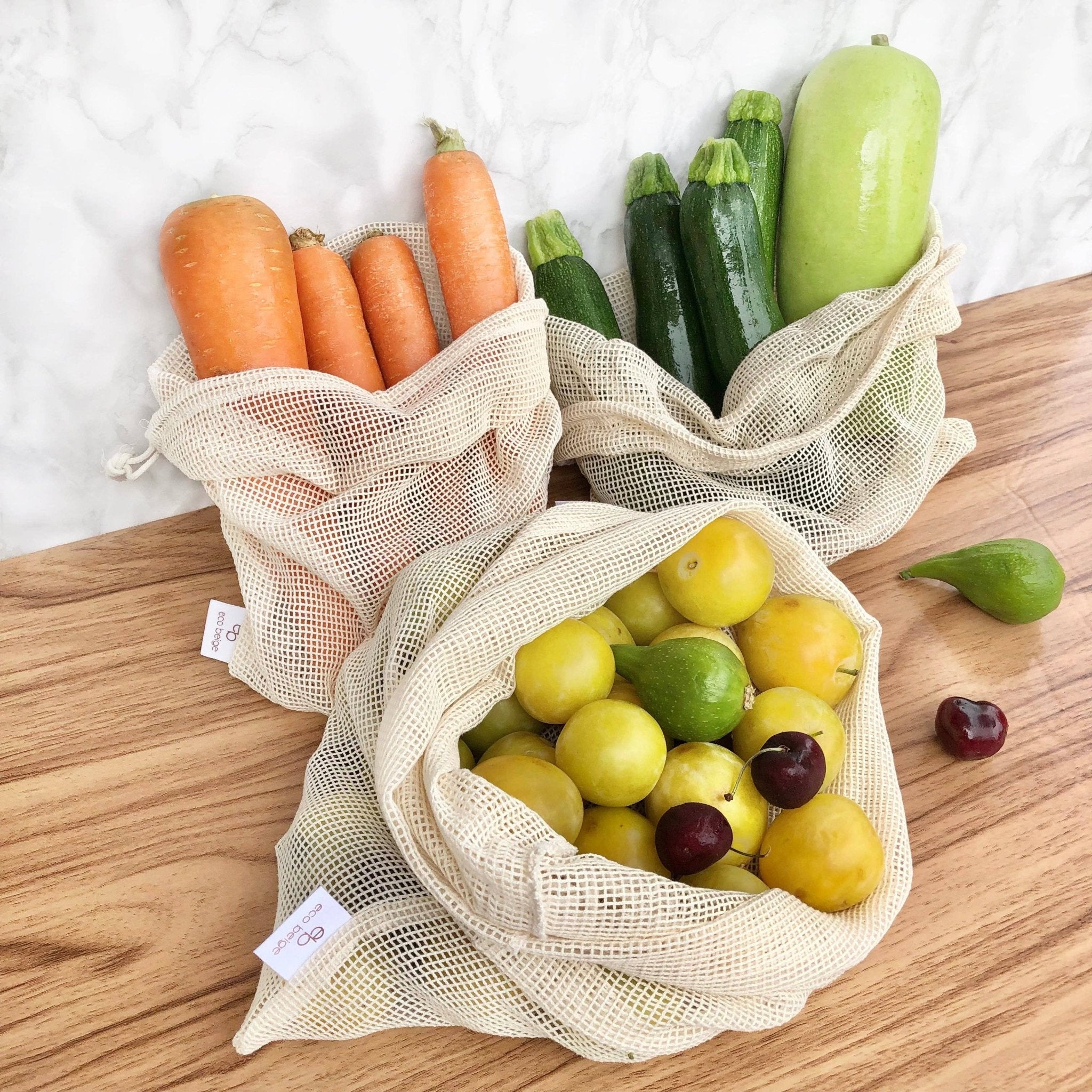 Cotton Produce Bags (Set of 3) - Natura Soylights