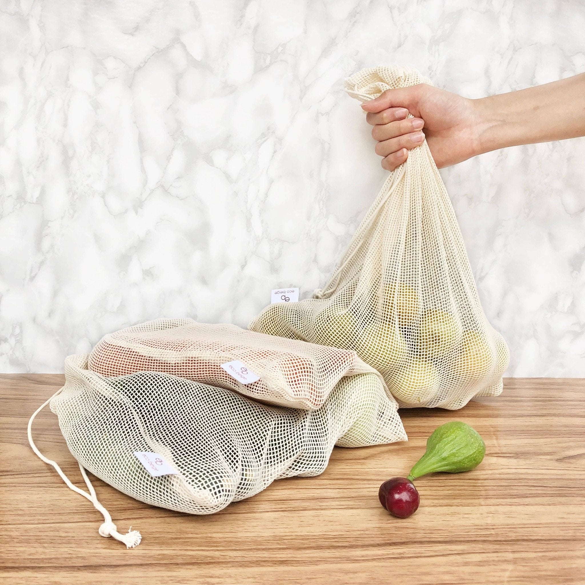 Cotton Produce Bags (Set of 3) - Natura Soylights