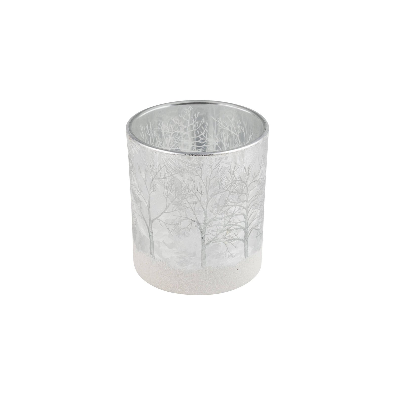 Frosted Silver Forest Glass Holder - Natura Soylights