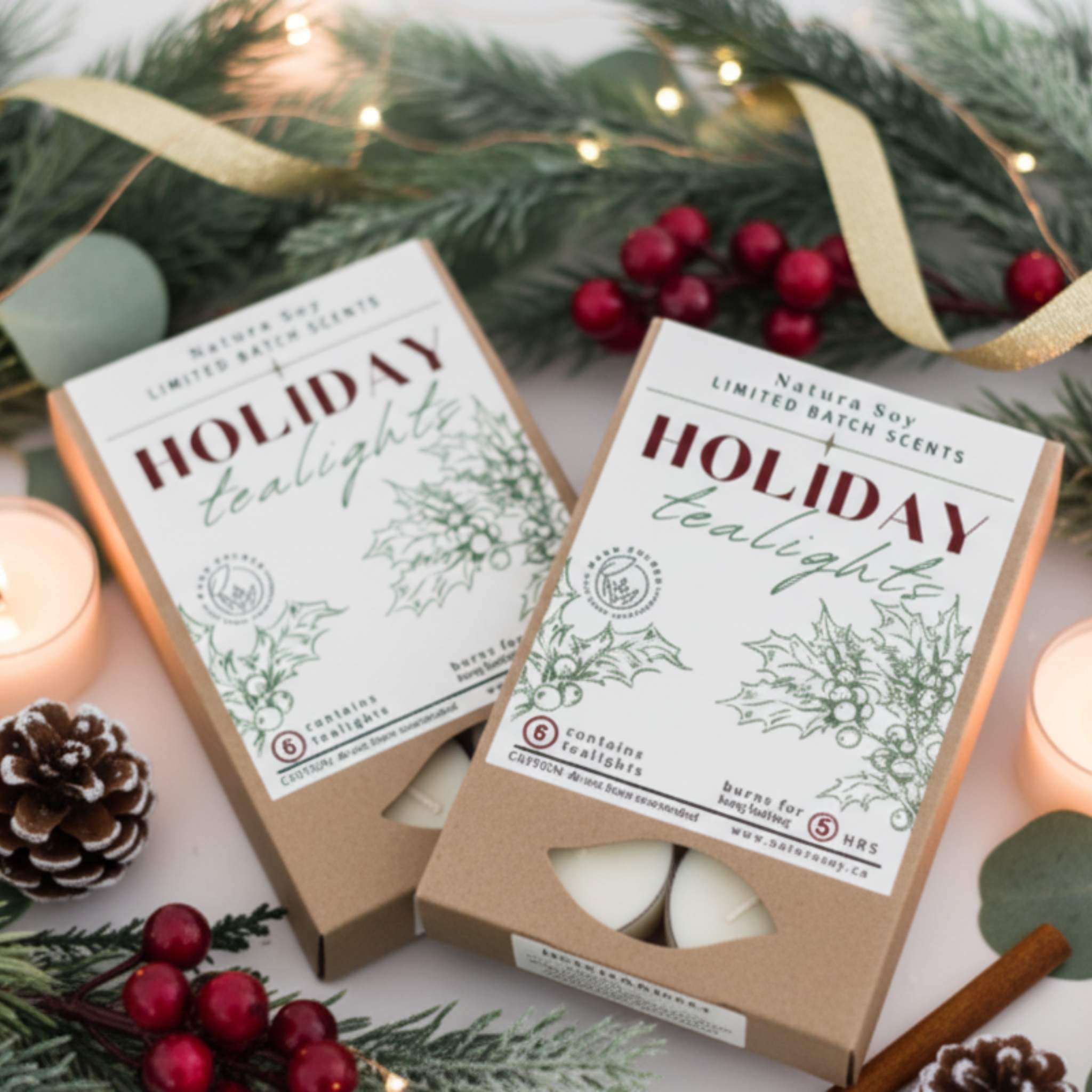 Limited Edition Holiday Tealight Sampler - (6 Exclusive Scents!) - Natura Soylights