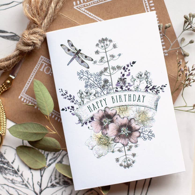 Mini Card - Dragonfly Birthday - Natura Soylights