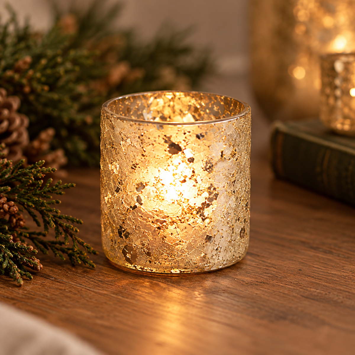 Gold Glitter votive holder