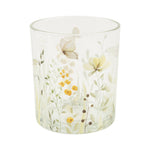 A00161:Clear glass votive holder with meadow flower pattern - Natura Soylights