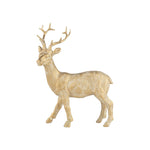A21688: Resin tabletop standing rdeer,gold,white wash,8.5in - Natura Soylights