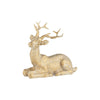 A21689: Resin tabletop resting rdeer,gold,white wash,5.5in - Natura Soylights