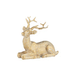 A21689: Resin tabletop resting rdeer,gold,white wash,5.5in - Natura Soylights