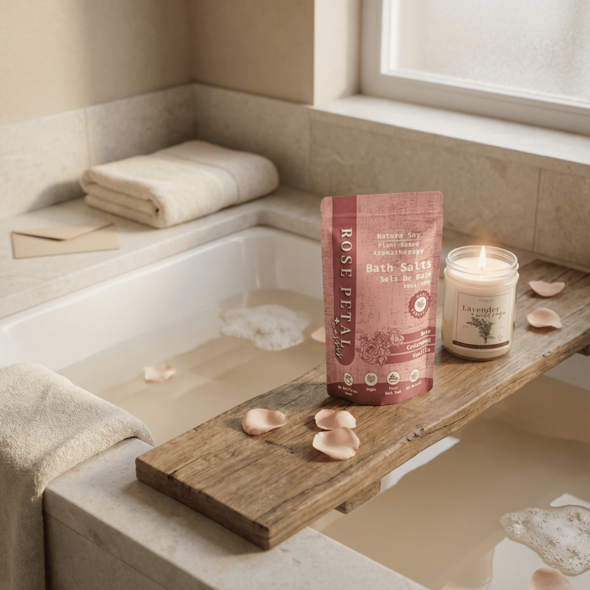 Bath Soak - Rose Petal Cassis - Natura Soylights