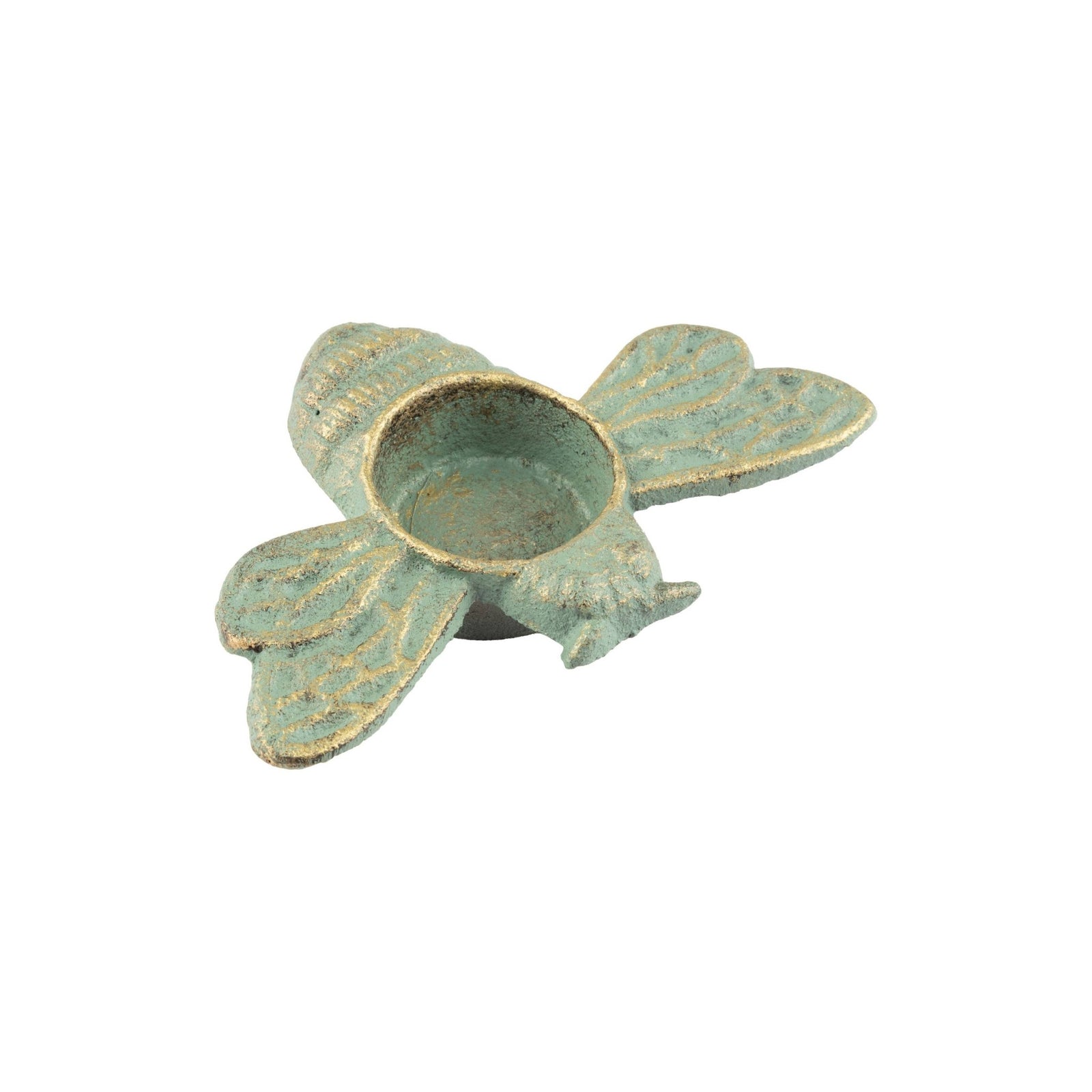 Bee Tea Light Holder - Cast Iron with Verdigris & Gold Finish - Natura Soylights