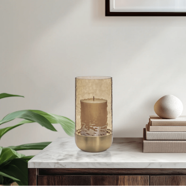 Candle Hurricane Vase - Gold waterfall - Natura Soylights