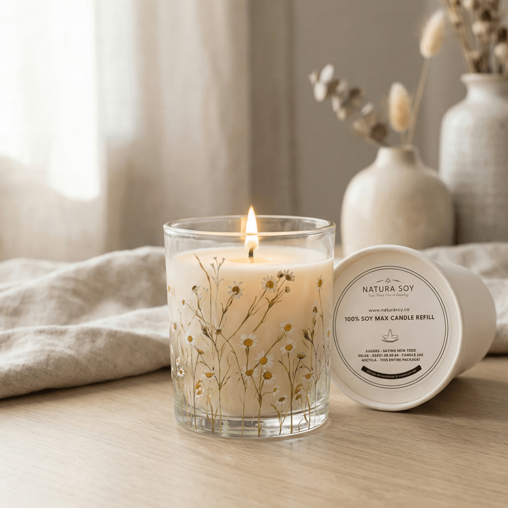 Daisy Glass Refill Candle Holder - Natura Soylights
