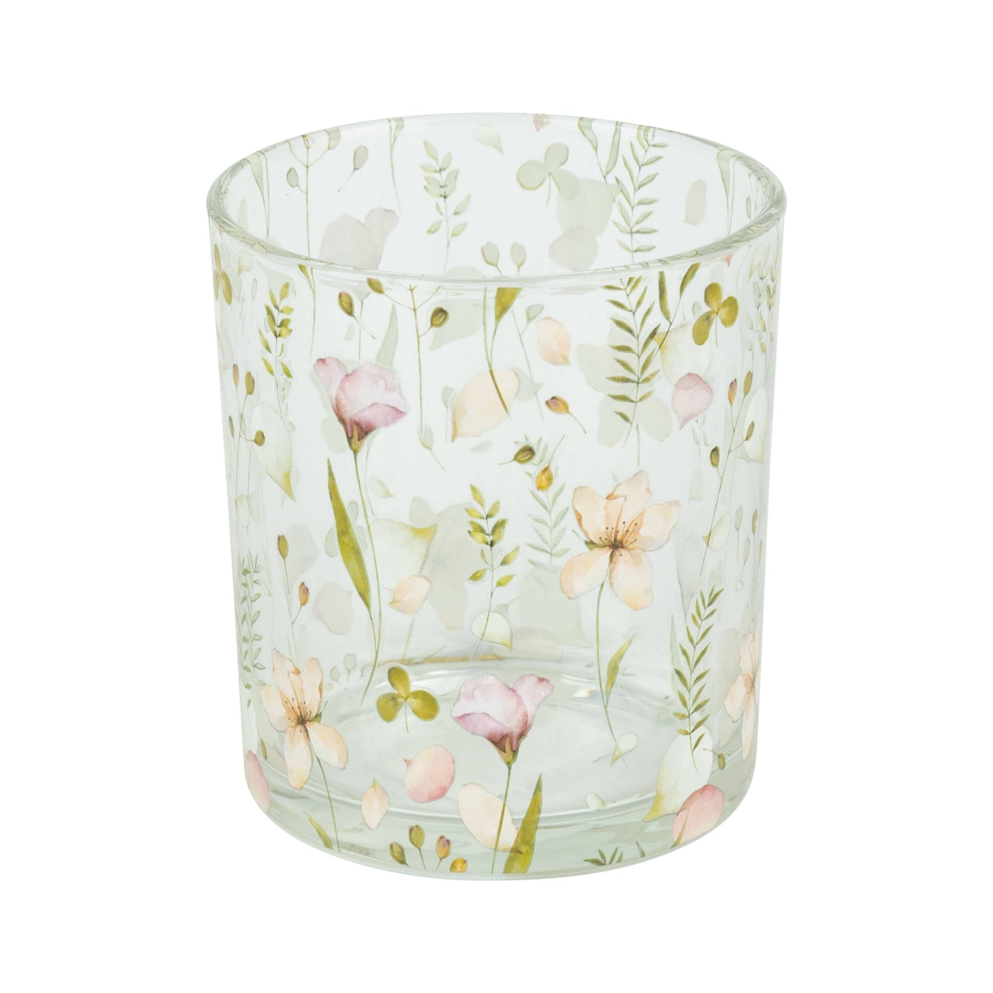 Floral Glass Refill Candle Holder - Natura Soylights