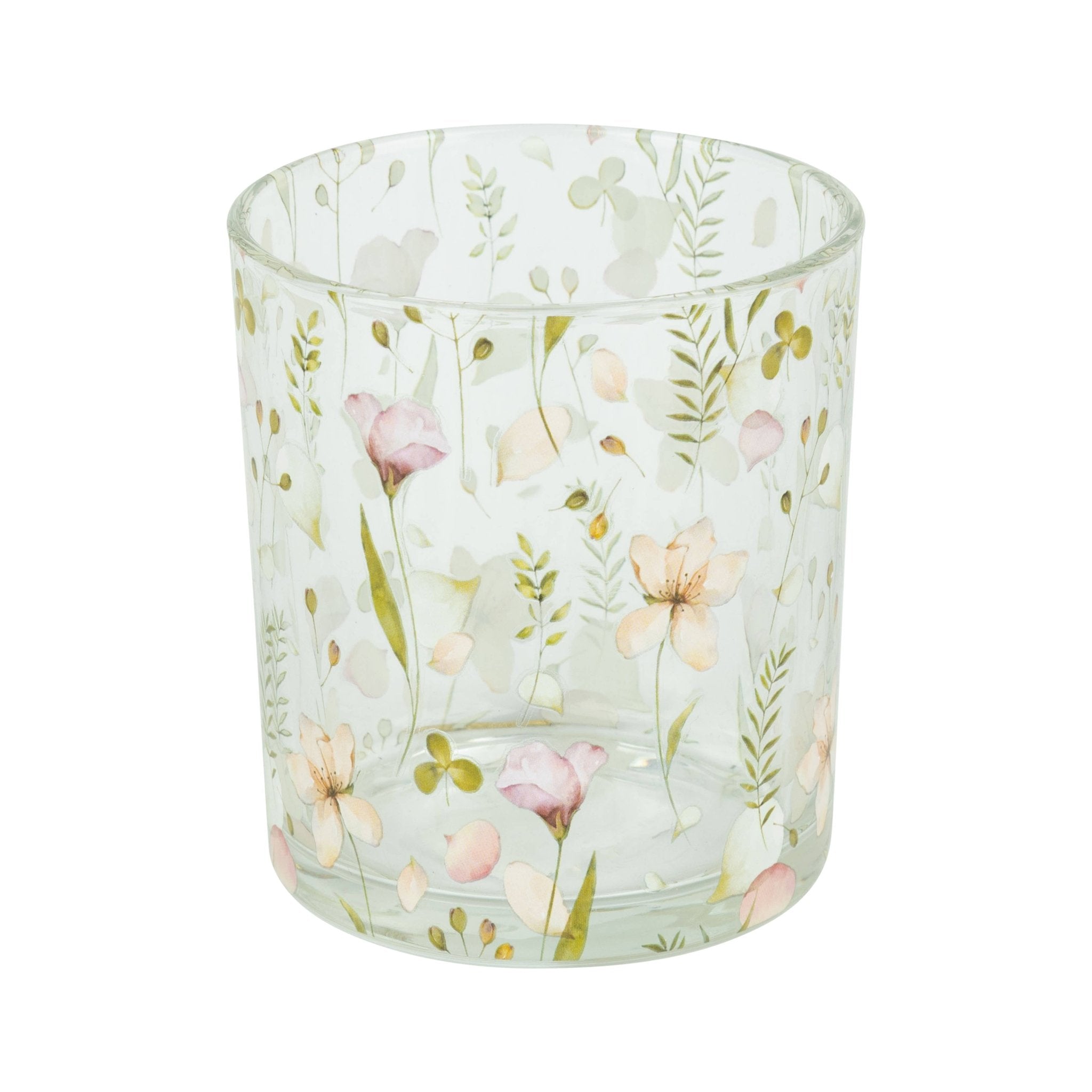 Floral Glass Refill Candle Holder - Natura Soylights