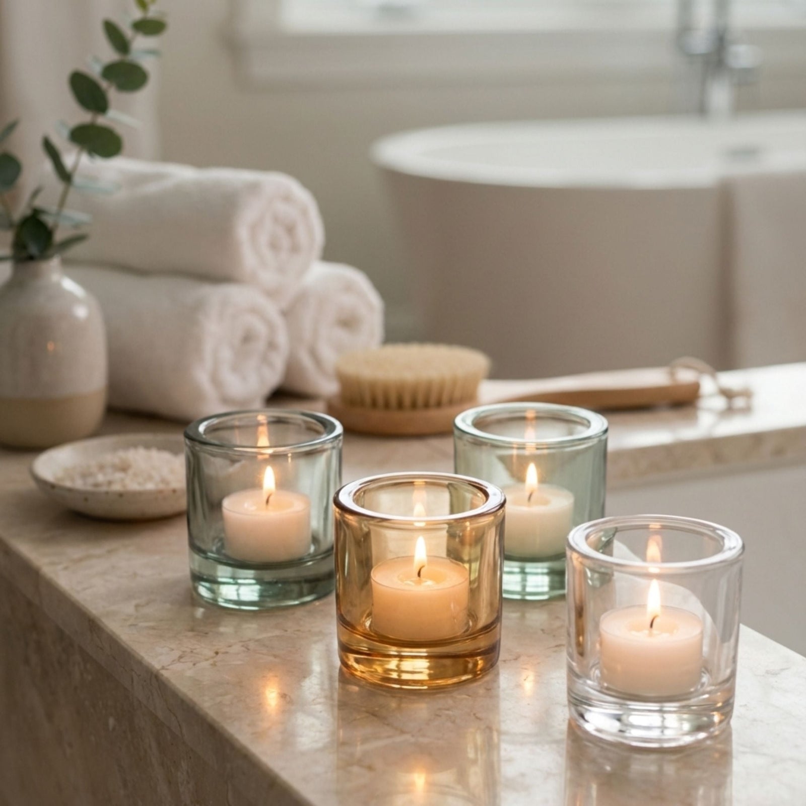 Heavy Glass Tealight & Votive Candle Holder - Natura Soylights