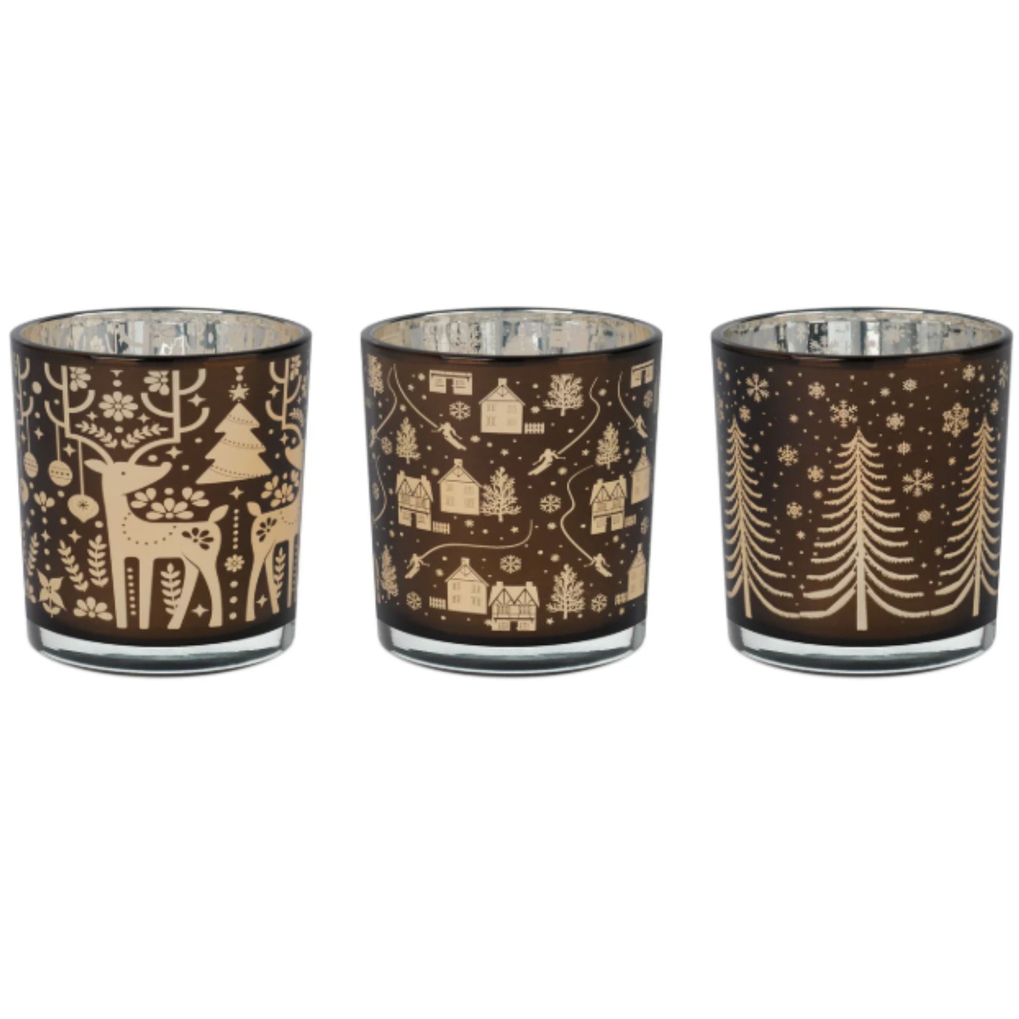 Holiday Trio Glass Candle Holder Set - Natura Soylights