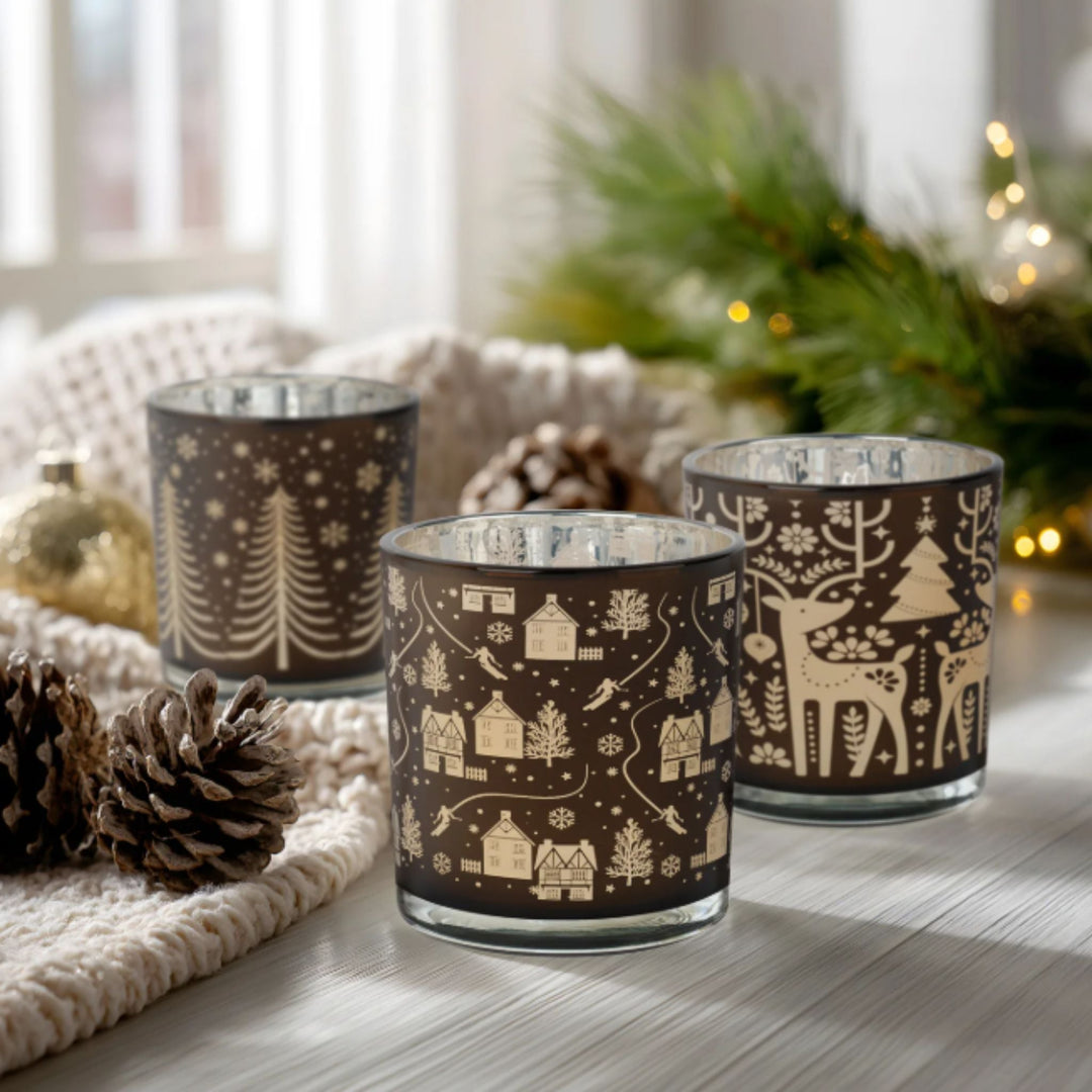 Holiday Trio Glass Candle Holder Set - Natura Soylights
