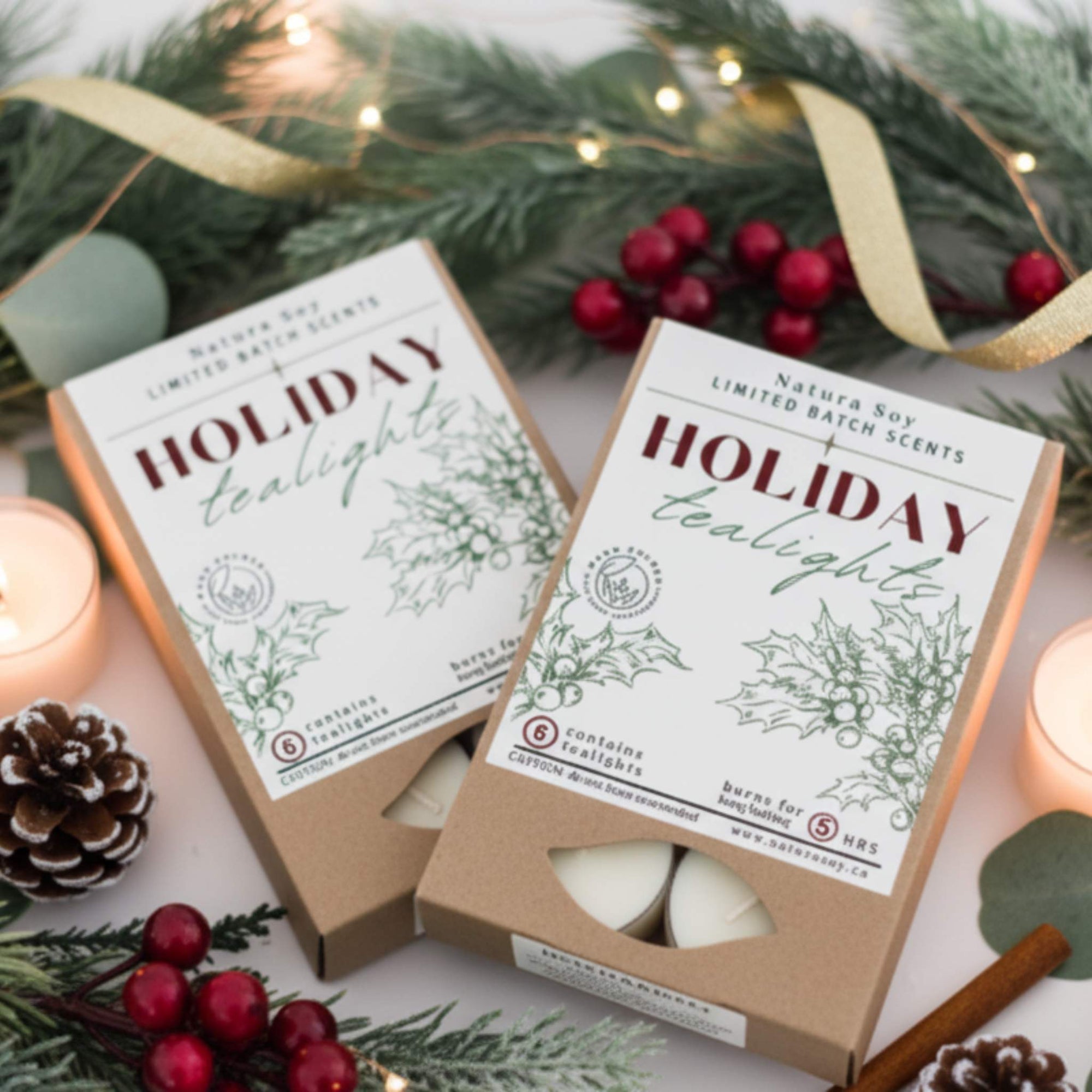 Limited Edition Holiday Tealight Sampler - (6 Exclusive Scents!) - Natura Soylights