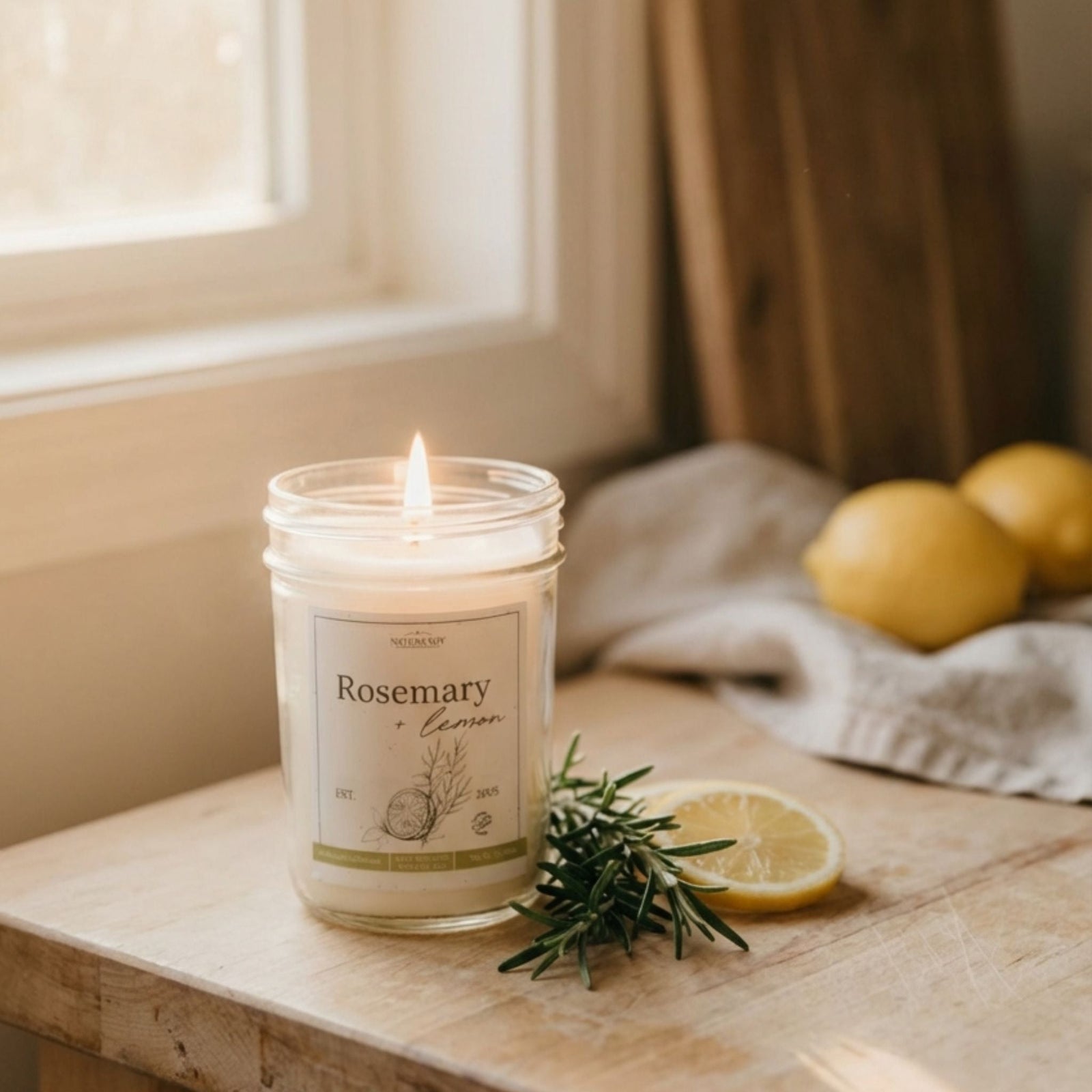 Marketplace Soy Wax Candle - Rosemary Lemon