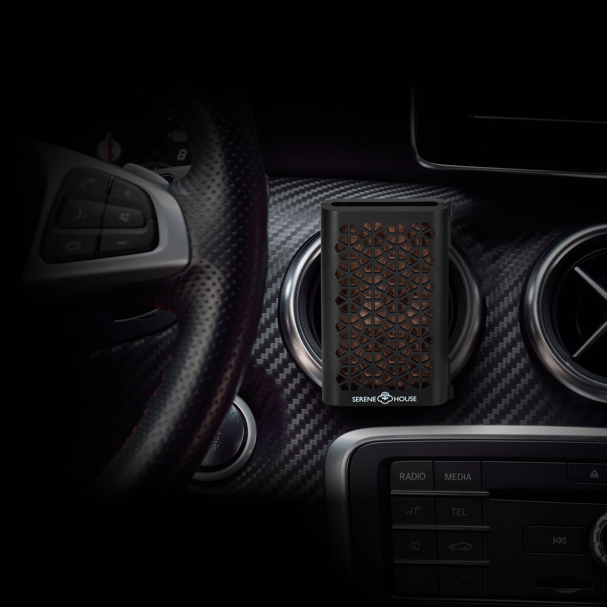 Puccini Black Lava Rock Car Scent Vent Clip - Natura Soylights