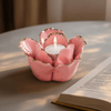 Rose Gold Tipped Pink Flower Ceramic Tealight Holder - Natura Soylights