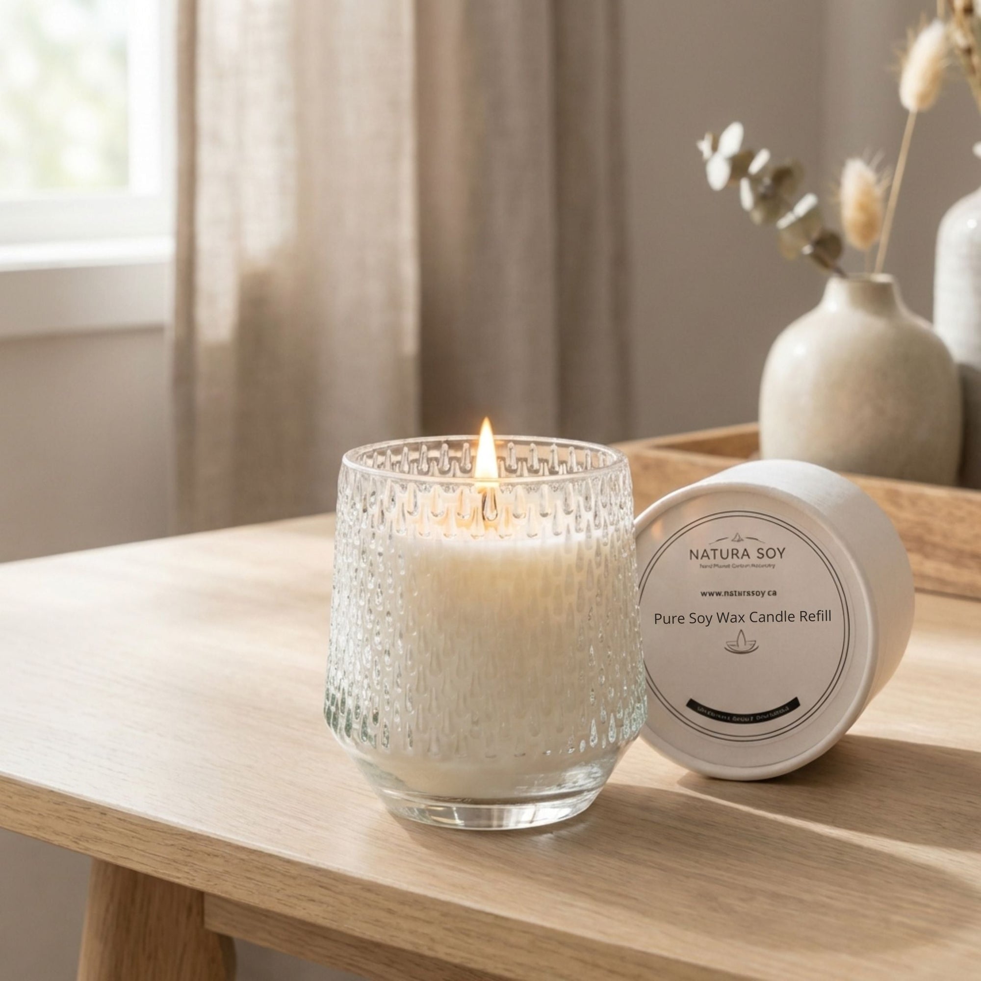 Teardrop Glass Refill Candle Holder - Natura Soylights