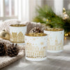 Winter Village White Glass 3 Piece Candle Holder Set - Natura Soylights