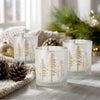 Woodland Pine Etched Mirror Glass Candle Holder Set - Natura Soylights