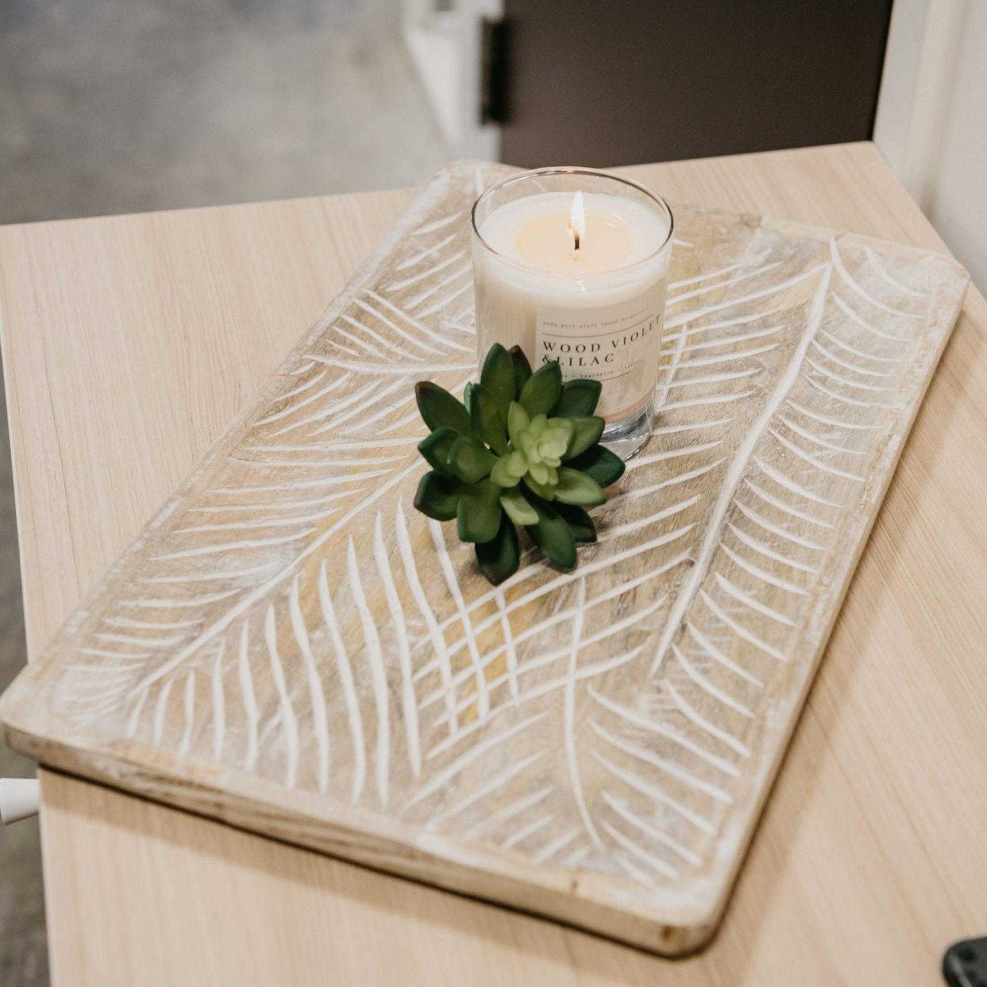 Carved Fern Tray - Large - Natura Soylights