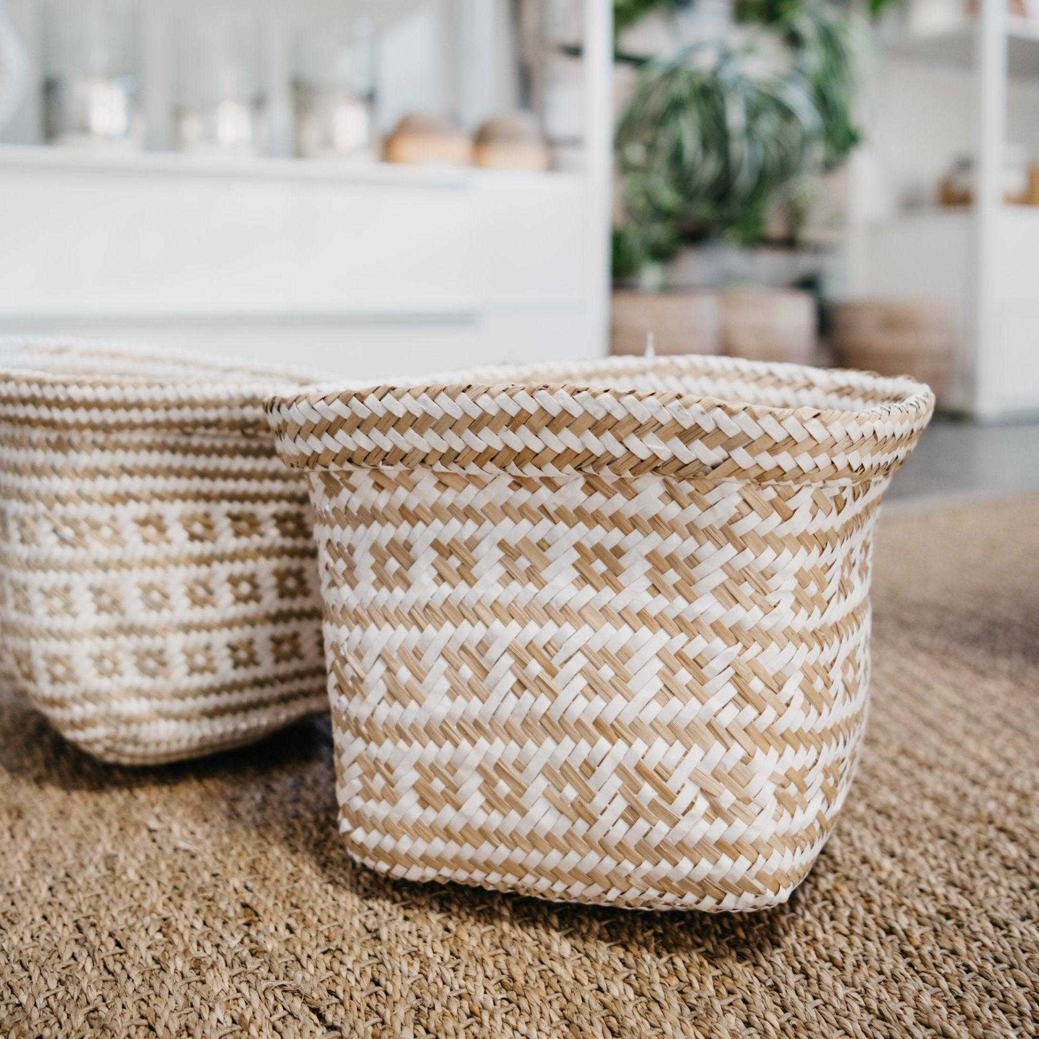 Cleo Handwoven Baskets - Set of Two - Natura Soylights