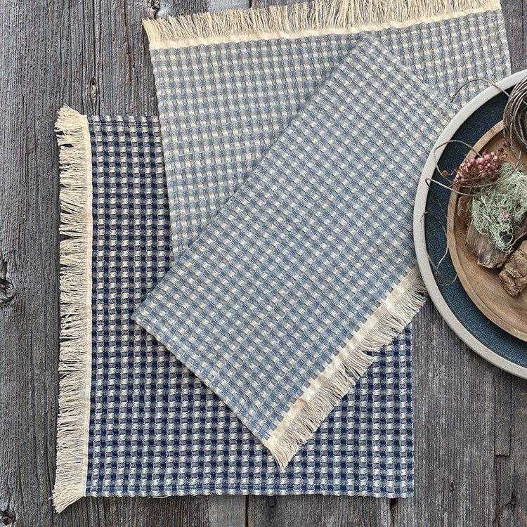 Jumbo Waffle Fringe Tea Towel Navy - Natura Soylights